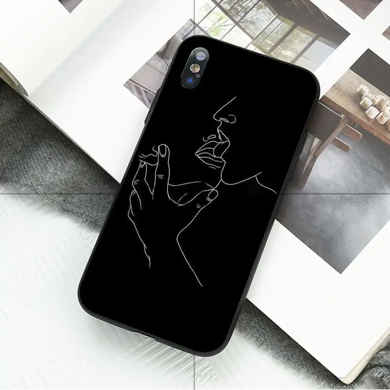 Ruicaica черно-белая линия арт смарт-чехол черный мягкий чехол для iPhone X XS MAX 6 6S 7 7plus 8 8Plus 5 5S XR - Цвет: A5