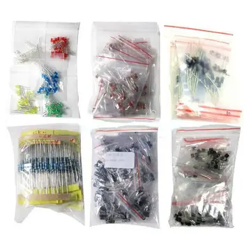 

1390PCS/lot Electronic Components LED Diode Transistor Capacitor Resistance Kit 5-Color LED diodes Red Green Blue Yellow White