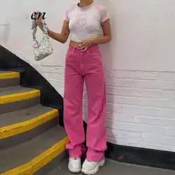 Fakuntn y2k novo estilo europeu e americano rua solta quente menina calças de cintura alta 2021 magro retro reta ampla perna jeans feminino
