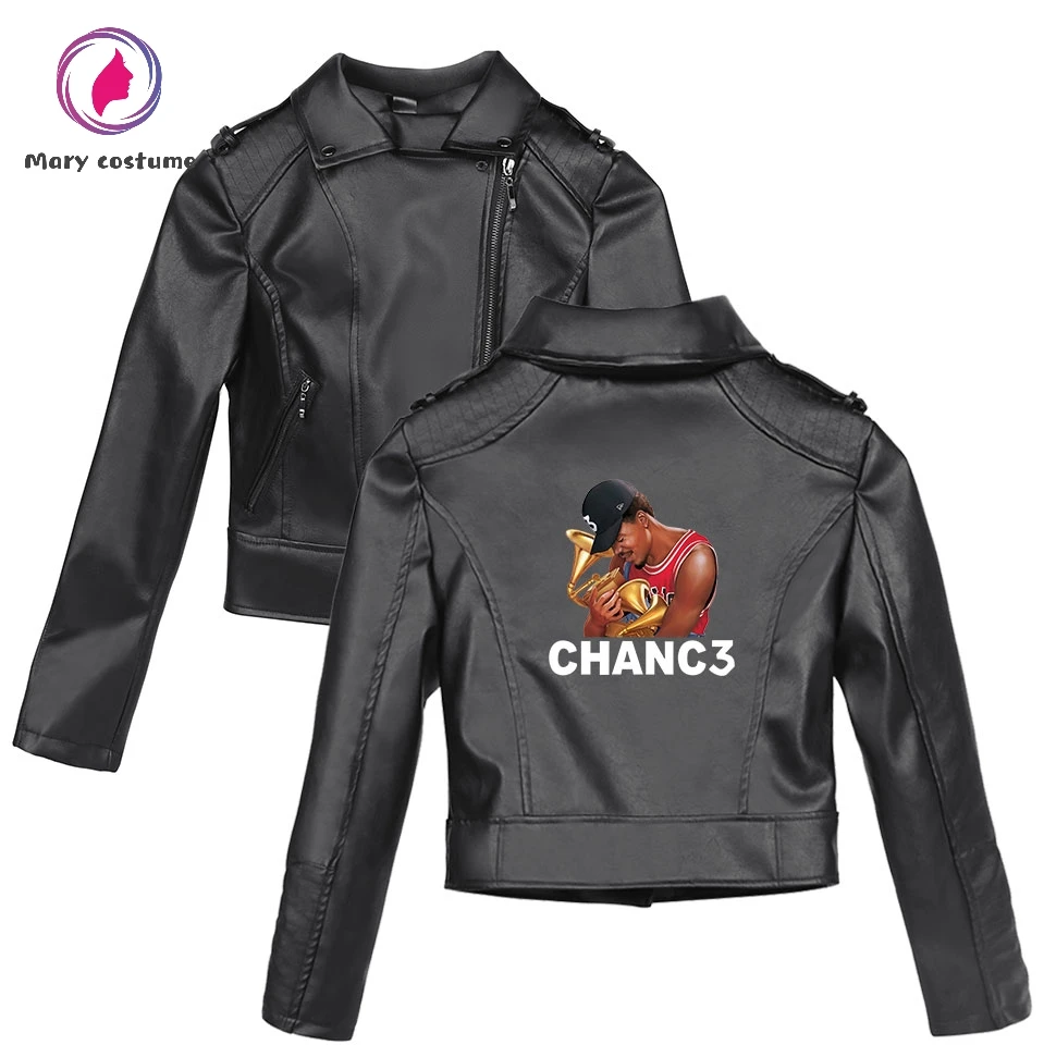 Chance The Rapper куртка для женщин с принтом Базовые Куртки Лидер продаж, из PU искусственной кожи, цвета: черный, мотоциклетная кожаная куртка тренд Повседневное плотно Костюмы