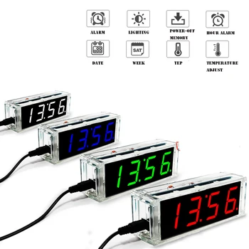 

diy clock kit digital tube temperature alarm week display 51 MCU DS1302 diy electronic kit soldering subjest assembly