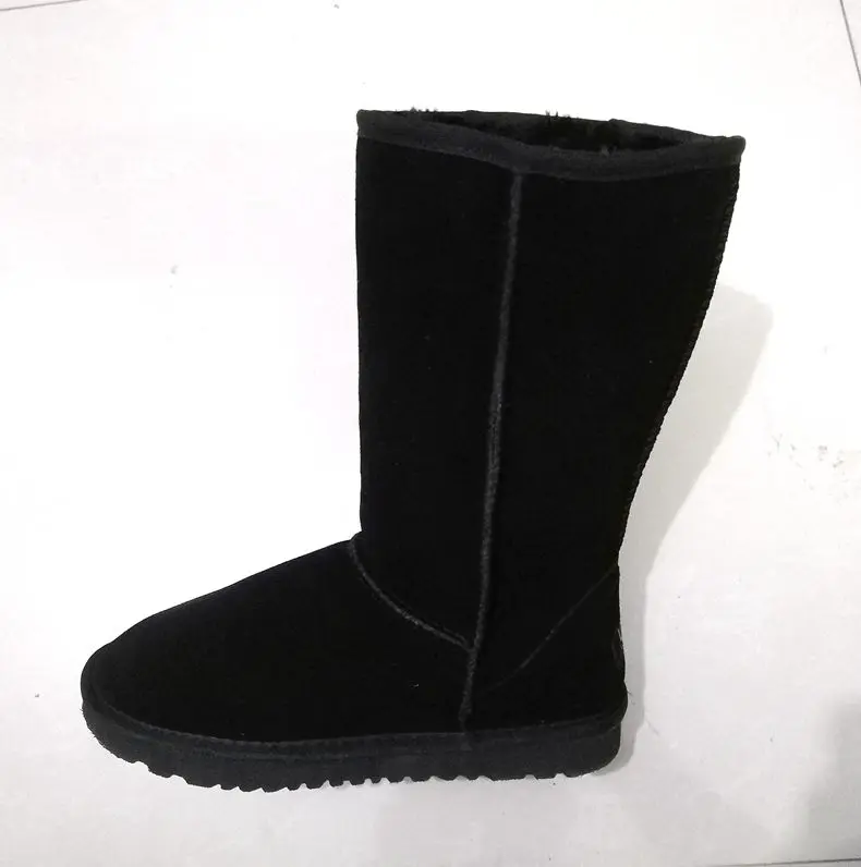 Az15 black Классические зимние женские сапоги; теплые зимние сапоги; австралийские высокие сапоги на меху из натуральной кожи с тремя пуговицами; женская обувь больших размеров - Цвет: Az15 black