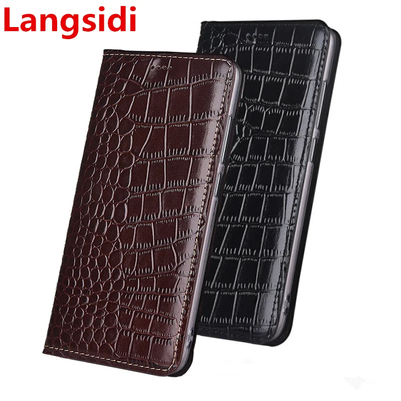 Langsidi роскошный из натуральной кожи магнитный раскладной чехол с держателем карты coque для Xiaomi Redmi Note 8 Pro/Redmi Note 8 кожаный чехол