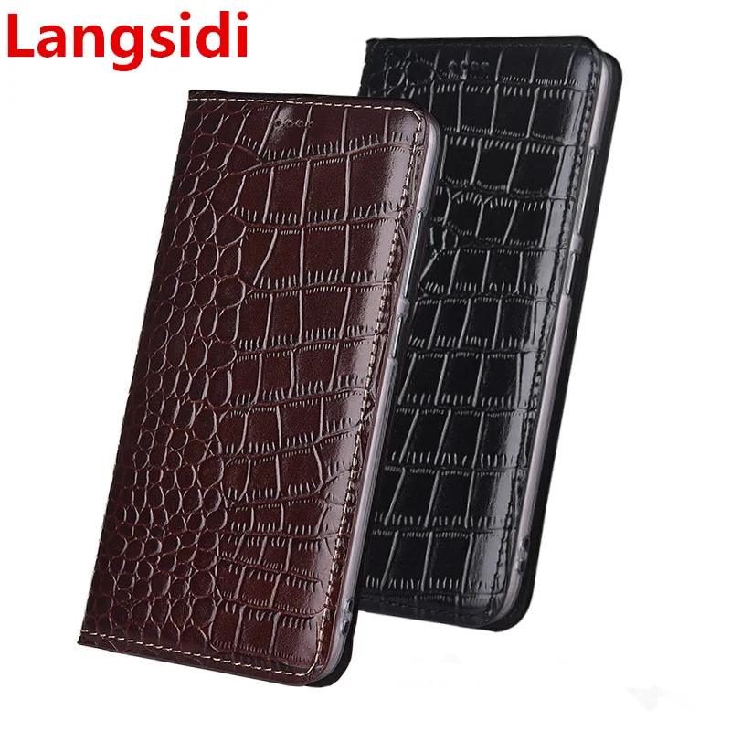 Langsidi luxury genuine leather magnetic flip case card holder for Asus Zenfone 5Z ZS620KL/Zenfone 