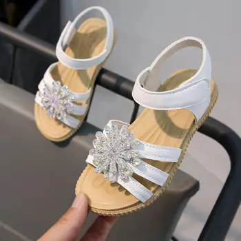 

Summer Children's Sandals for Girls Flower Shoes 2020 New Fish Mouth Princess Shoes Little Kids Roman Shoes Rubber Size 26-36