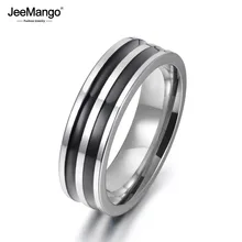JeeMango Trendy Jewelry Ring Simple Design Hoop Titanium Stainless Steel Anniversary Rings For Women Men Anillos Mujer JR17148