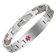 Wollet ювелирные изделия идентификатор медицинской опасности браслет из нержавеющей стали для мужчин и женщин металлический цвет