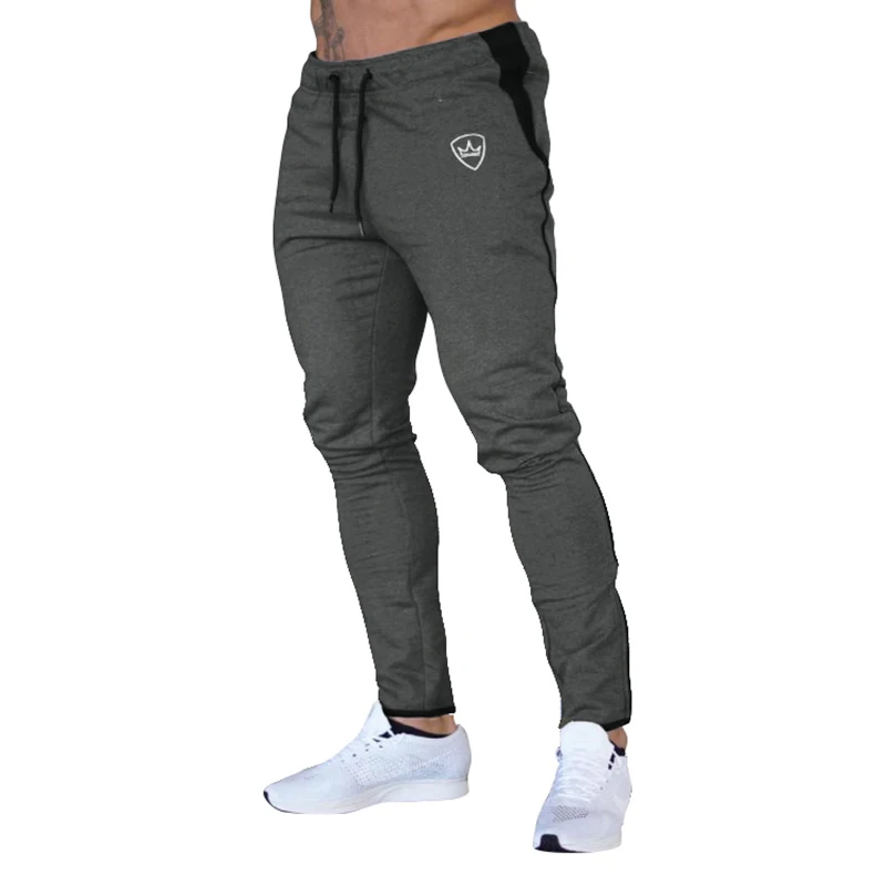 Модные мужские обтягивающие узкие брюки для бега, повседневные брюки, спортивные штаны для бега, велоспорта, бодибилдинга, тренажерного зала - Цвет: Dark Grey