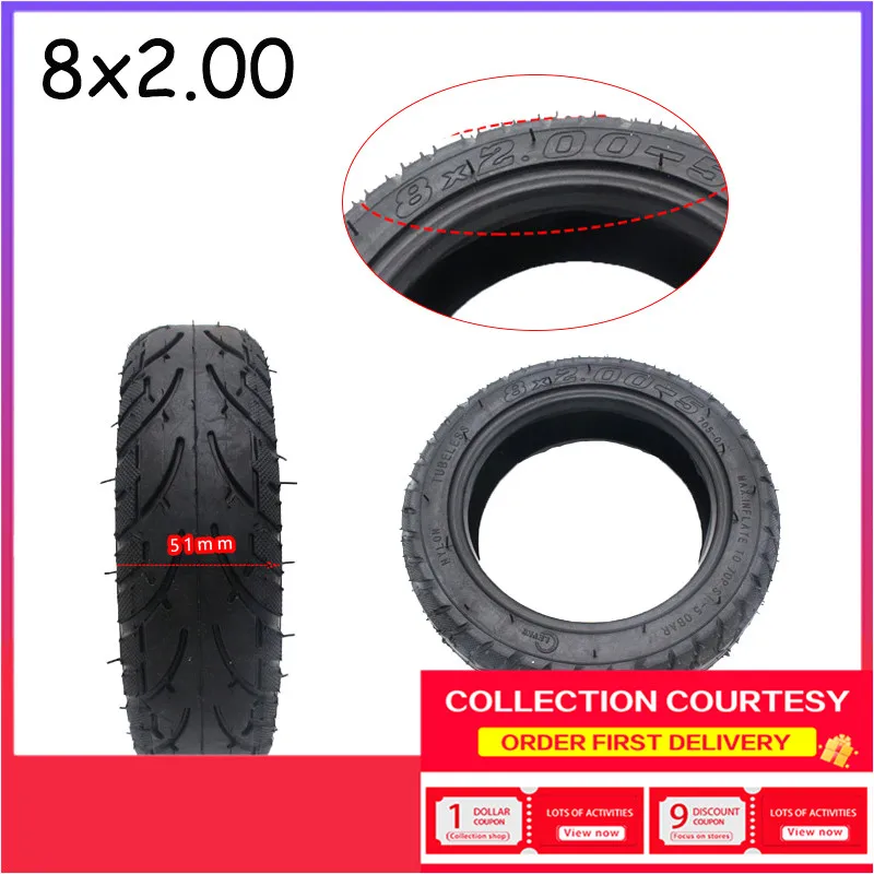 

8x2.00 High Quality Vacuum Rubber Anti-skid Tires Tubeless Suitable for MINI Bike Electric Wheelchair Motor