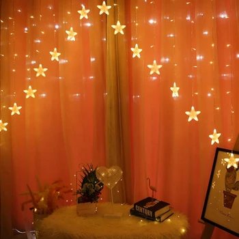 

220V Christmas Snowflake LED String lights Moon Star LED Curtain Lights Flashing Light Outdoor Wedding Party Lights Window Decor