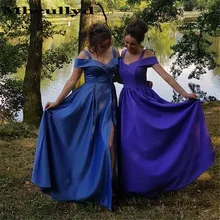 Mbcullyd стильные Сатиновые платья для выпускного вечера Длинные импортные вечерние платья с высоким разрезом для женщин Дешевые платья на заказ