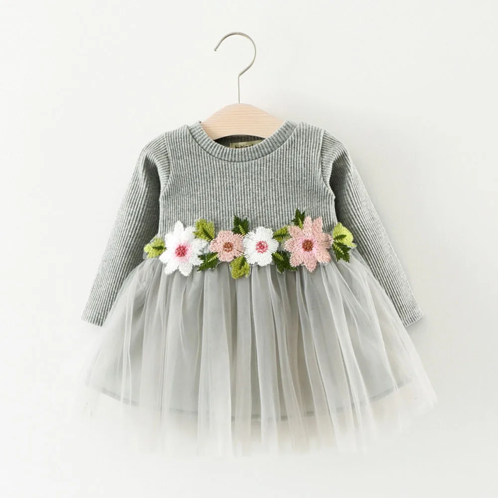 

Newborn Cute Toddler Baby Girl Floral Tutu Long Sleeve Princess Dress Fashion Spring Winter Dress Children Clothing