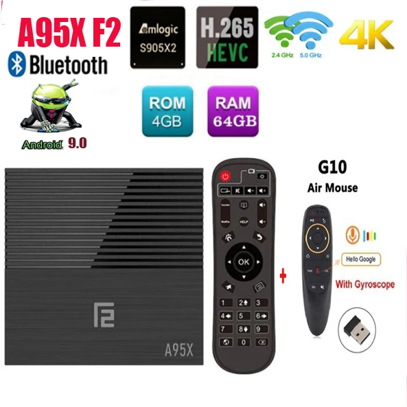 Android 9,0 ТВ-приставка A95X F2 Amlogic S905X2 4K смарт-ТВ-приставка 4GB 64GB 2,4G& 5G двойной wifi PK X96 MAX приставка
