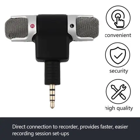 Performance 3.5mm Jack Portable Mini Mic Digital Stereo Microphone for Recorder Mobile Phone Sing Song Karaoke