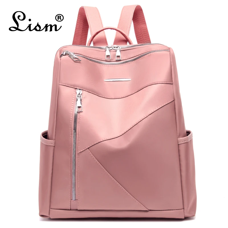 Женский рюкзак, водонепроницаемый рюкзак, большая вместительность, прошитая сумка в студенческом стиле, 5 цветов, зима, Теплый Розовый основной цвет