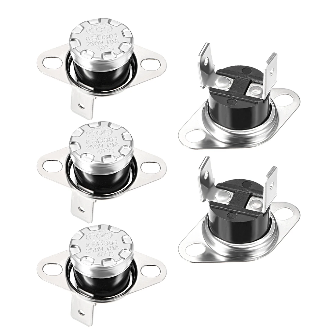 Uxcell 5 шт. переключатель контроля температуры KSD301 40 °C-150 °C термостат 250V 10A нормально закрытый прямоугольный штырь большой емкости