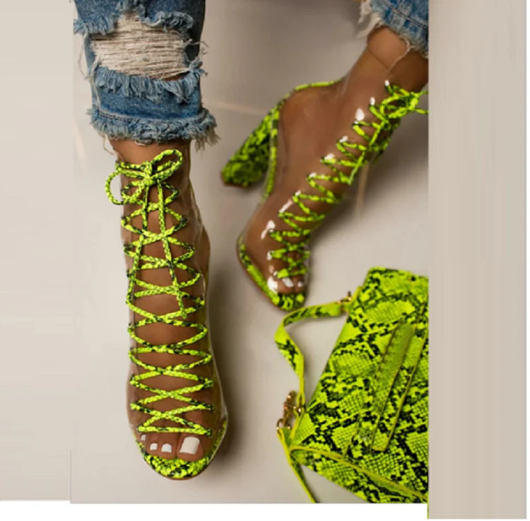 Eilyken/пикантные прозрачные зеленые ботинки с ремешком на щиколотке из пвх; Босоножки с открытым носком; босоножки на не сужающемся книзу массивном каблуке; Mujer; женские ботинки