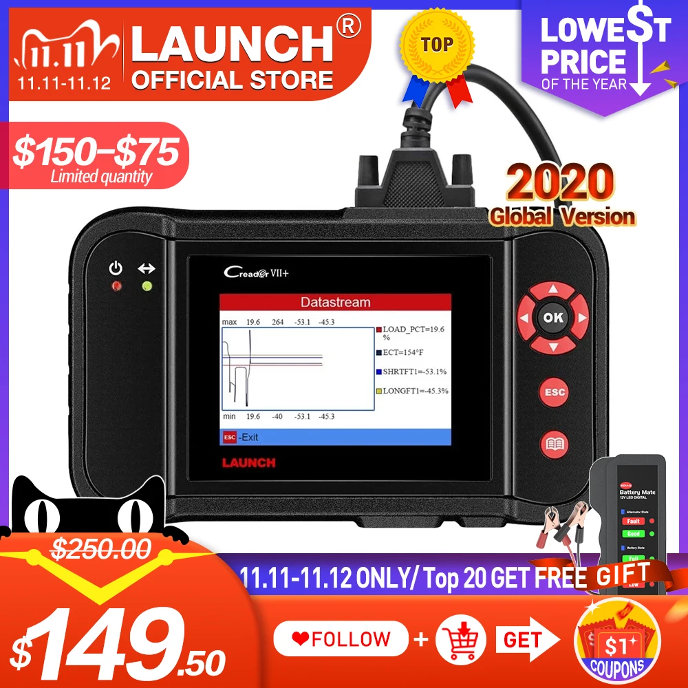 LAUNCH X431 Creader 8 obd2 считыватель кода EOBD сканер тестер ENG/ABS/SRS/Подушка безопасности +