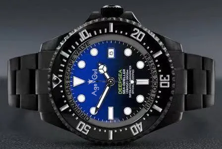 

Luxury Brand Men Automatic Mechanical Watch Full Black Case Stainless Steel Ceramic Bezel Crystal Sapphire Gradient Blue Watches