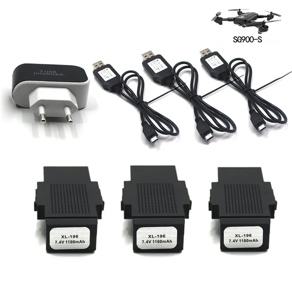 

2019 3 In 1 Multifunctional Battery Charger 7.4V 1100mA Quadcopter Battery Adapter for SG900-S Drone Accessories