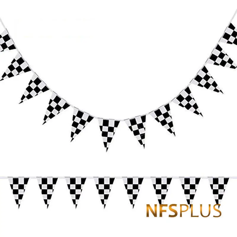 F1 Спорт клетчатые Флаги Авто гонки черно-белый клетчатый Печатный 14x21 см прямоугольник треугольник декоративный подвесной флаг баннер