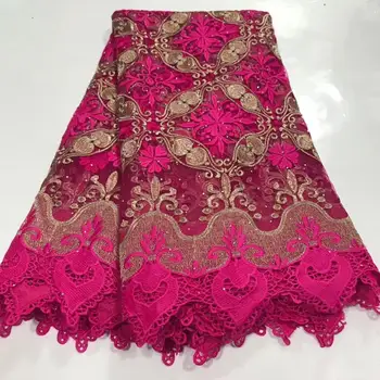 

Double color African Lace Fabrics 2020 High Quality Nigerian Cord Guipure Lace Fabric Bride French Net tulle Lace Fabric 5 yards