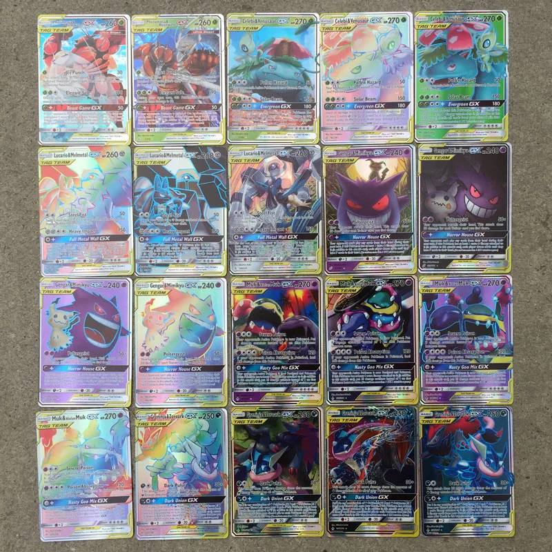 Новые карты покемон Charizard Blastoise Venusaur Mewtwo TAG TEAM Flash Card цвета игровая коллекция карт детские подарки