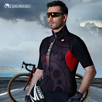 

Santic Men Cycling Windproof Vest Reflective Sleeveless Anti-sweat Quik Dry Cycling Jackets Riding Vest Cycling Clothings C07023