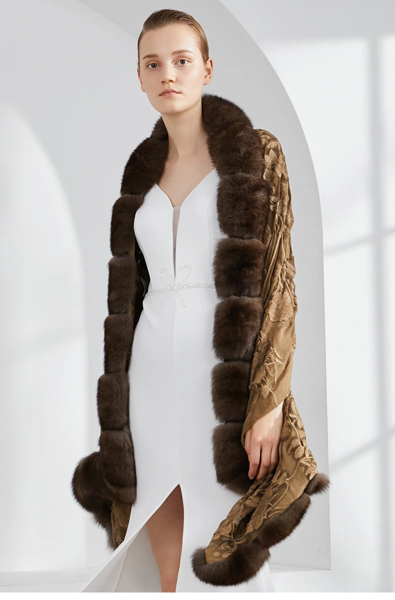 Arlenesain пользовательские 2019 Новая мода мех соболя шелковый шарф, Женская шаль 198 см * 60 см