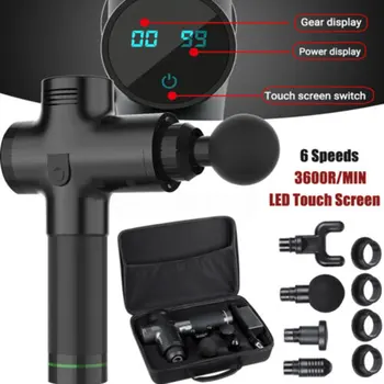 

LED Touch Screen Muscle Massage Gun Slimming Massager Sport Therapy Massager Body Relaxation Pain Relief 4 Heads With Bag