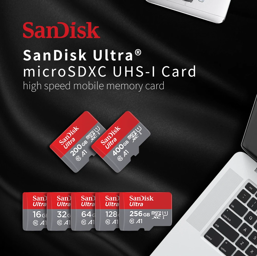 Двойной Флеш-накопитель SanDisk Memory Card 256 ГБ 200 ГБ 128 Гб 64 Гб 98 МБ/с. 32 Гб оперативной памяти, 16 Гб встроенной памяти Micro sd карты Class10 UHS-1 флэш-карты устройство чтения карт памяти Micro sd TF/sd карты