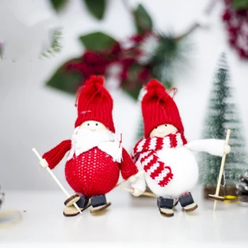 

6PCS Christmas Tree Decorations Cute Angel Doll Girl Ski Pendant Wooden Navidad New Year Christmas Tree