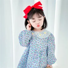 

Rural Children Spring Summer Floral Dress Baby Girls Dresses Trendy Kids Long Sleeve Ruffle Special Occasion High Quality