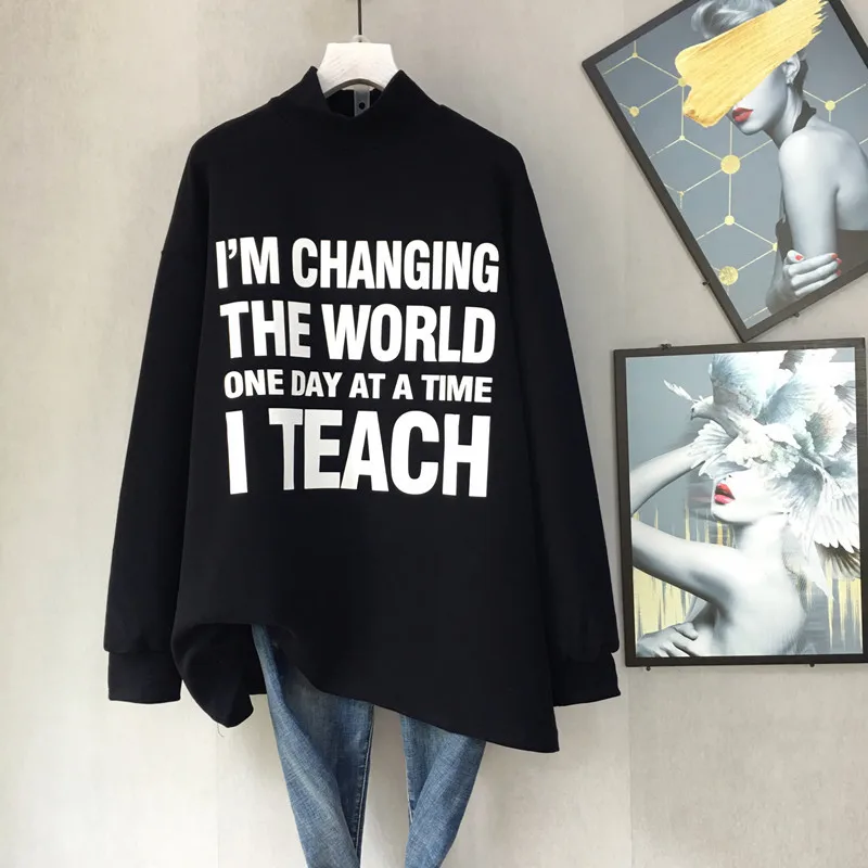 2022 Autumn New Arrival Korean Letter Print Simple Plus