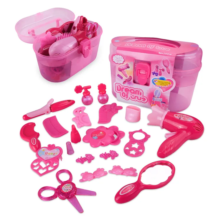 Детские ролевые игры для девочек, игрушки для макияжа, набор для макияжа, парикмахерское моделирование, пластиковая игрушка для девочек, косметическая коробка для путешествий