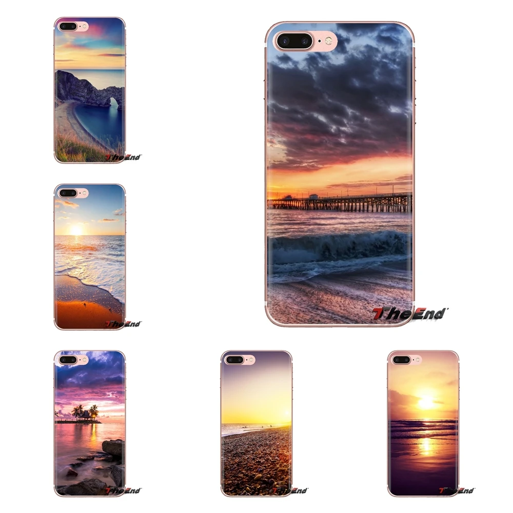 Soft Transparent Cases Covers beach sunset For Sony Xperia Z Z1 Z2 Z3 Z5 compact M2 M4 M5 E3 T3 XA Aqua LG G4 G5 G3 G2 Mini |
