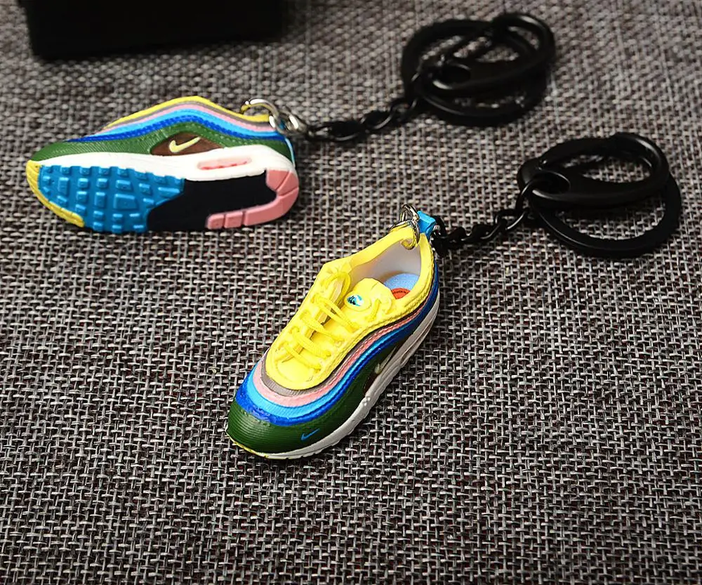 DIY Jordan Ретро OG желтый синий белый 3D брелок в виде кроссовка сумка коробка кулон пара Кукла аксессуар