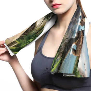 

3D Cartoon Dinosaur Face Towel Cooling ice Utility Enduring Instant Cozy Ice Cold for Enduring Running Jogging Gym