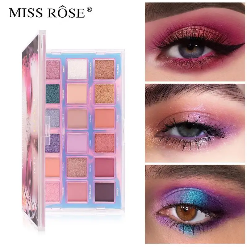 MISS ROSE 18 Colors Eyeshadow Palette Water Reverse Matte Glitter Eye Powder Long-wearing Waterproof Eye Shadow Palette TSLM1 MISS ROSE 18 Colors Eyeshadow Palette Water Reverse Matte Glitter Eye Powder Long-wearing Waterproof Eye Shadow Palette TSLM1