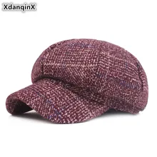 XdanqinX, зимняя женская шапка, толстая, теплая, Newsboy, кепка s, элегантные, модные, брендовые, женские шапки, Снэпбэк Кепка, новинка, женская кепка с язычком