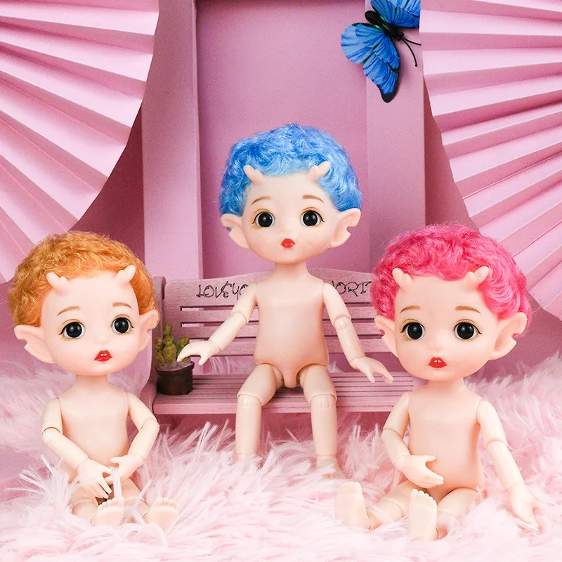 Jointed-Toy Makeup Ob11 Bjd-Doll Naked 16cm Baby Fashion Cute Horns 13-Movable Boy 