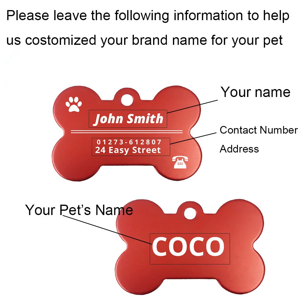 Pet Id Tags Personalized Address Tags For Dogs Cats Name Pet Id Collars