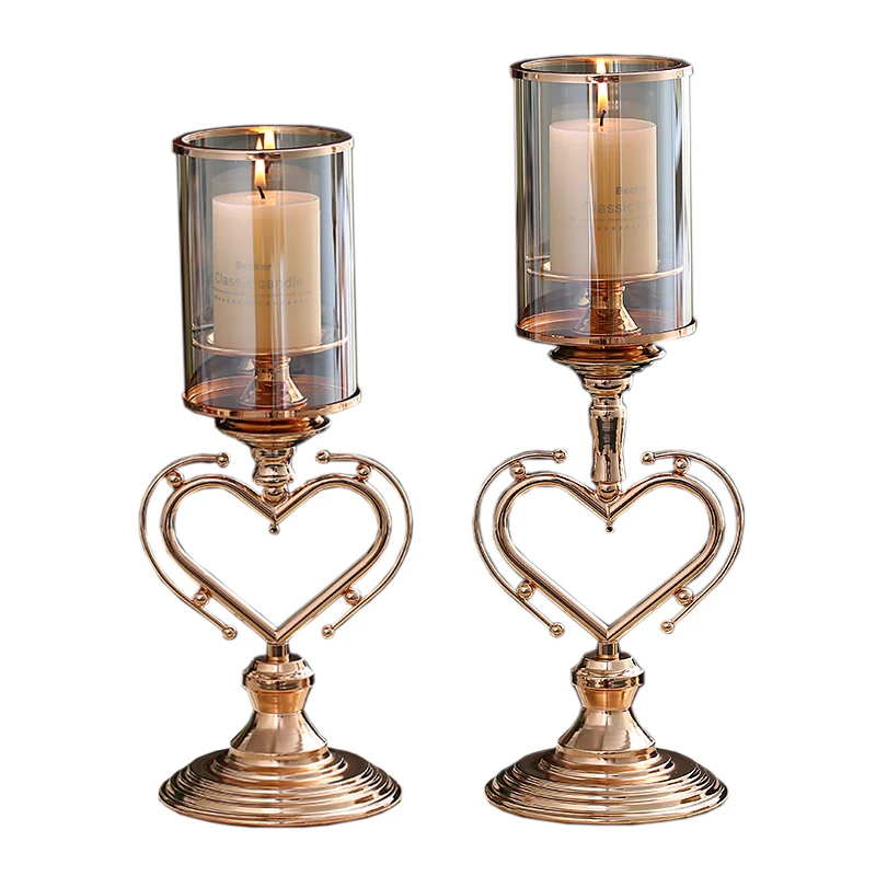 Luxury Creative Glass Candle Holder Modern Crystal Metal Gold Tea for Wedding Porta Velas Home Decor WF50ZT | Дом и сад