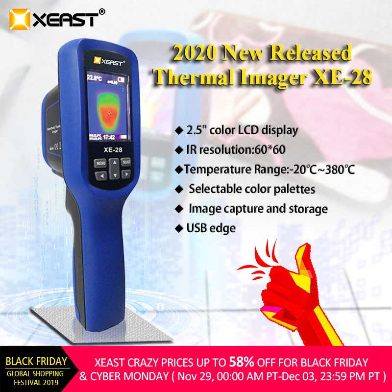 Xeast XE-28 крутой супер чистый цвет 2,5 дюймов ЖК-дисплей ручной тепловизор инфракрасный термометр и XE-31(160*120