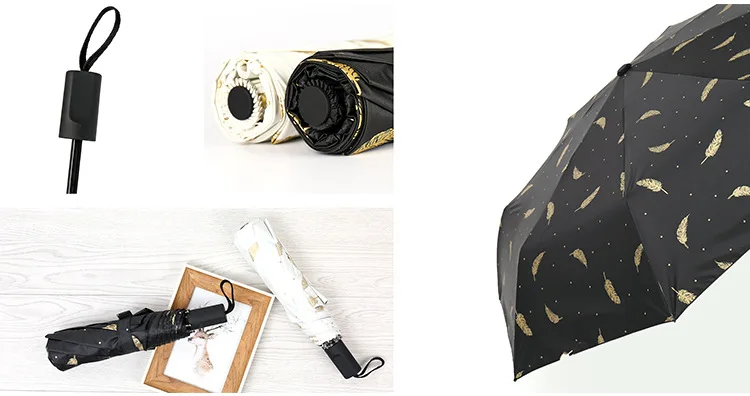 Хипстерский Зонт с перьями, трехслойный виниловый зонт, солнцестойкий УФ-Защитный зонтик, Южная Корея, Женский персонализированный и креативный