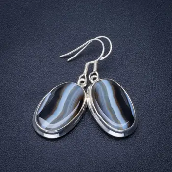 

Natural Botswana Agate Handmade Unique 925 Sterling Silver Earrings 1.75" B2077