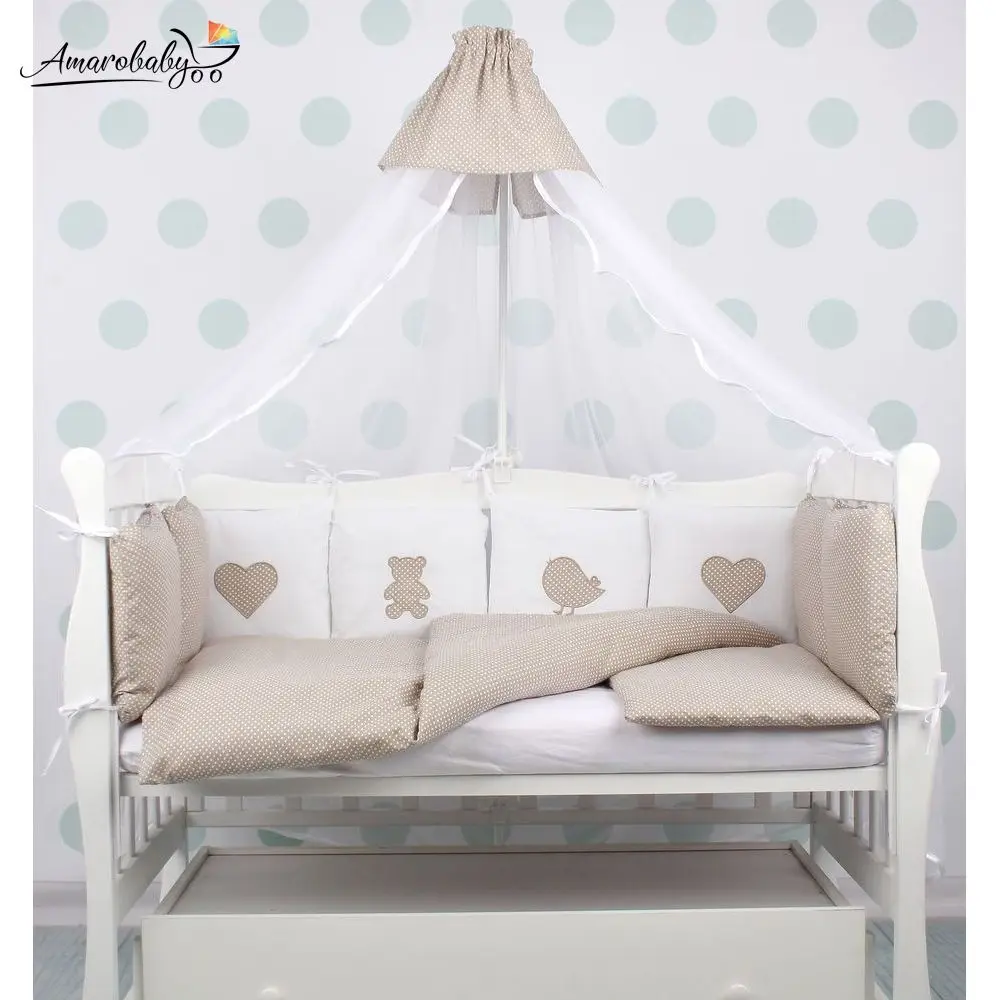 Комплект Premium в кроватку 18 предметов(6+12 бортиков) AmaroBaby Пупс