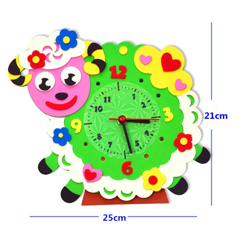 New kindergarten lots arts crafts diy toys Creative Cartoon EVA clock crafts kids Watch Puzzles educational 4