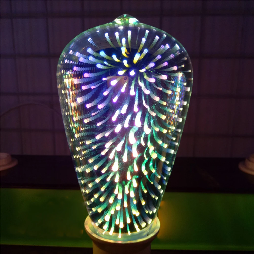 Фейерверк стекло звезда E27 домашний декор RGB Винтаж RFID Блокировка Рождественский ночной Светильник СВЕТОДИОДНЫЙ 3D лампа - Испускаемый цвет: Белый