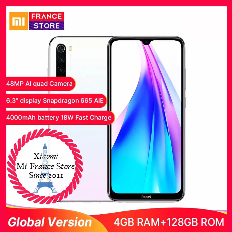 Глобальная версия Redmi Note 8 4G 128G （Note 8 new Series）Смартфон NFC 18 Вт Быстрая зарядка 48мп Четырехъядерный Смартфон Snapdragon 665 4000 мАч Android
